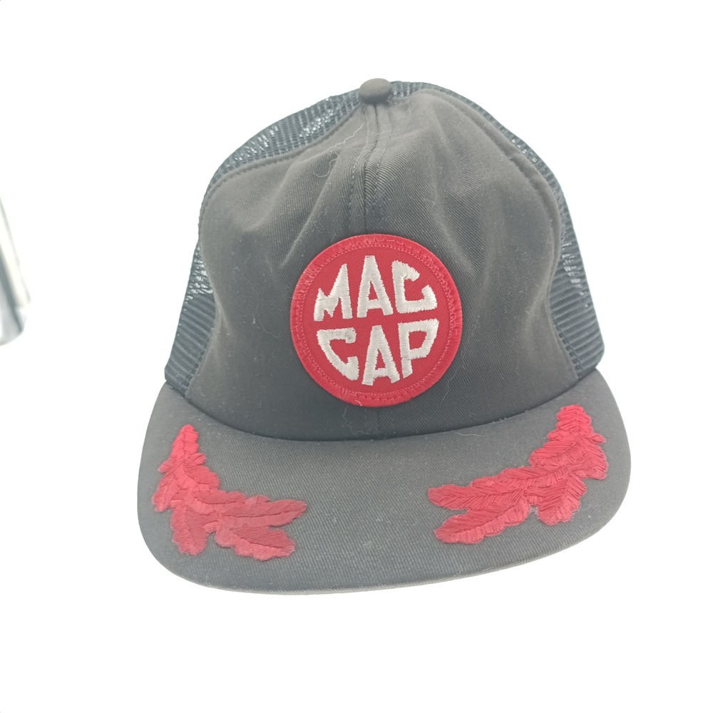 Vintage 1980s Mac Tools Mac Cap Trucker Hat Black Red Patch Snapback USA  #12